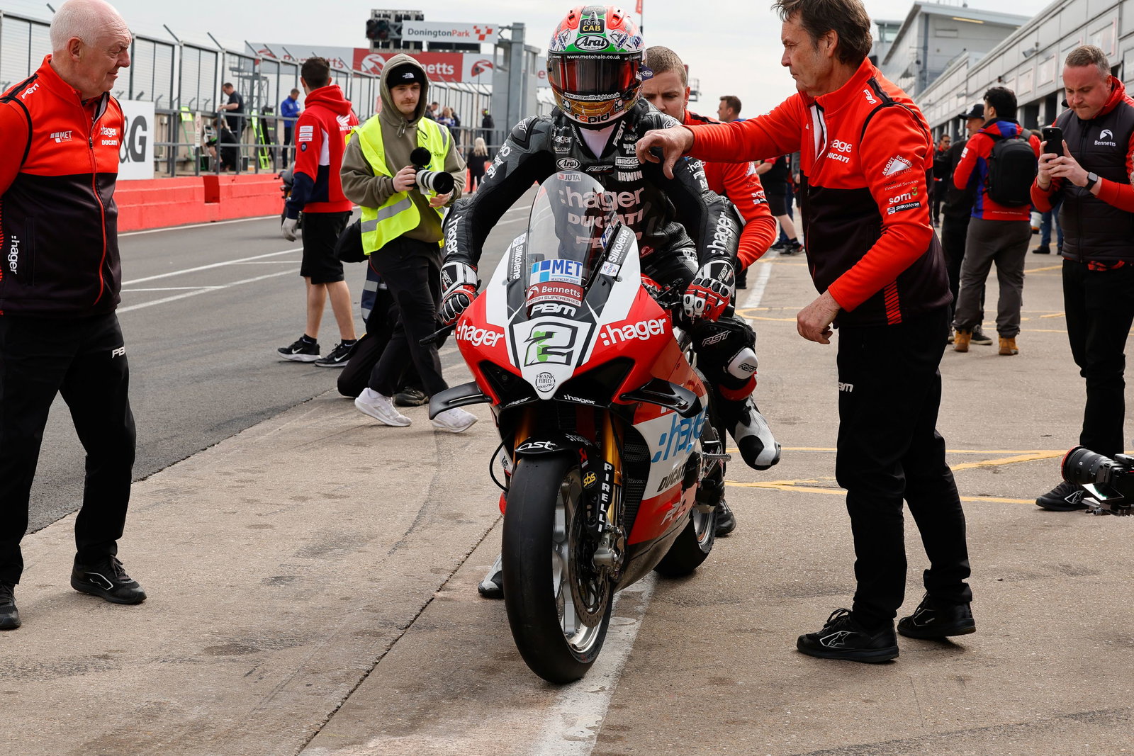 Glenn Irwin at the Donington Test Saturday , pits, BSB, 19 April, 2025